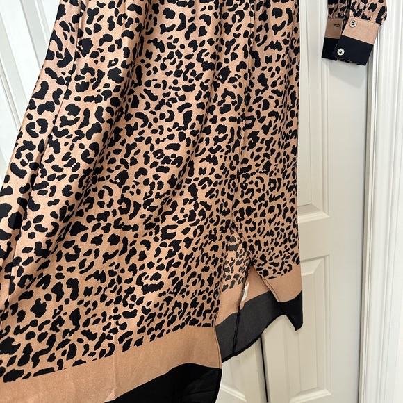 Luxology Tan and Black Animal Print Long Sleeve Dress - Picture 4 of 7